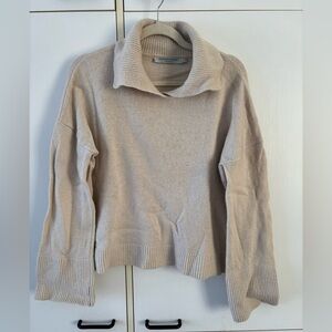 Contemporaine Simons Women's Cream Sweater Knit Wool Blend Colar Large Sleeves